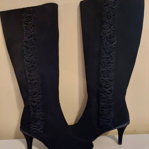 NWOT Kenneth Cole Tall Black Suede Boots-Size 8 - Picture 7 of 9